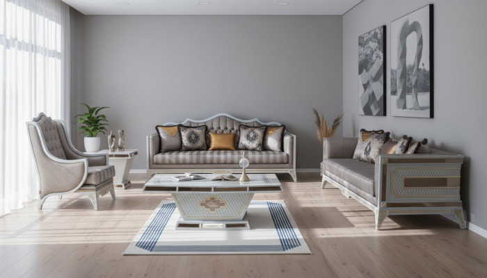 Klassische Sofagarnitur Königliche Stil Möbel Sofa Couch Set Couchtisch 4tlg