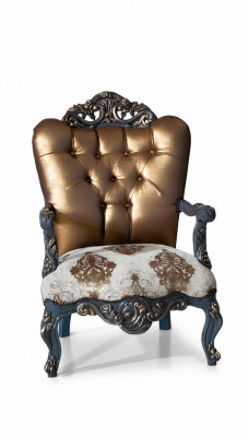 Chesterfield Design Sessel mit goldener Rückenlehne für Wohnzimmer