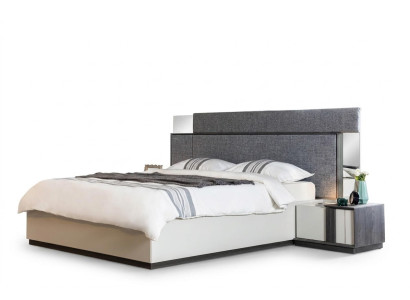 Graues Luxus Schlafzimmer Bett Textil Möbel Betgestell Modern Holz Neu