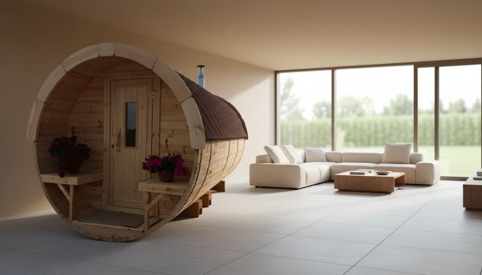 Sauna Saunafass Outdoor Gartensauna 590 x Ø 2,27 m Saunafass Bausatz