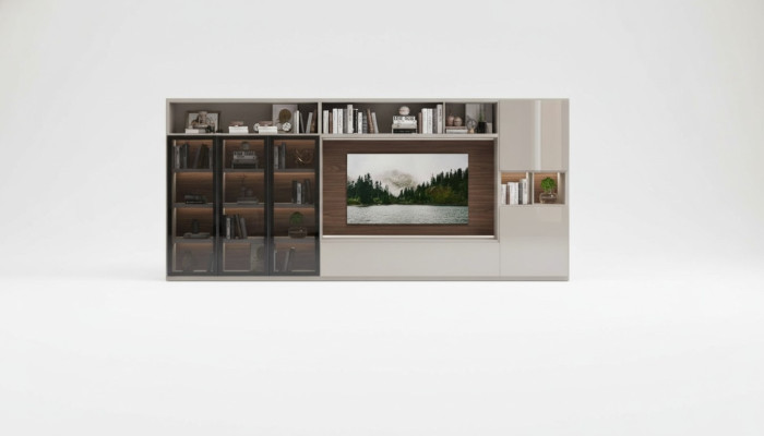 Große Wohnwand Glastüren Wohnzimmermöbel Moderne Wohnwände Möbel Schrank