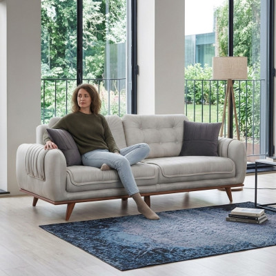 Graue Couch Sofa Wohnzimmer Couchen Polster Möbel Dreisitzer Sofas