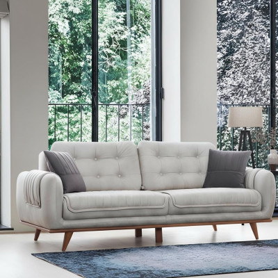 Graue Couch Sofa Wohnzimmer Couchen Polster Möbel Dreisitzer Sofas