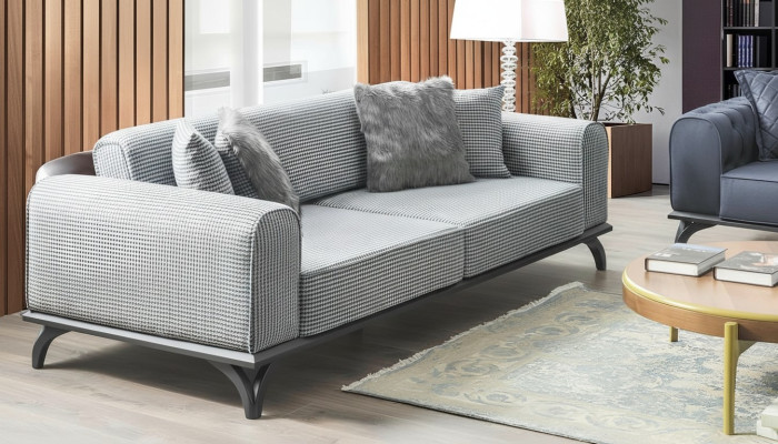 Dreisitzer Couch Sofa 227cm Sofa Couchen Polster Möbel Textil Stoff