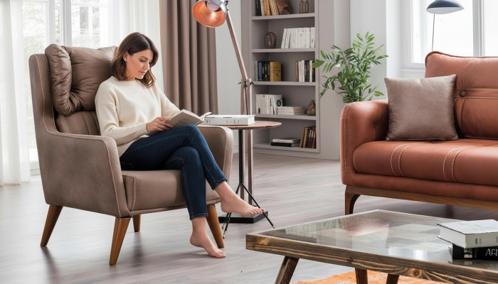 Landhaus Stil Sessel Ohrensessel Relax Fernseher Einsitzer Sofa Couch