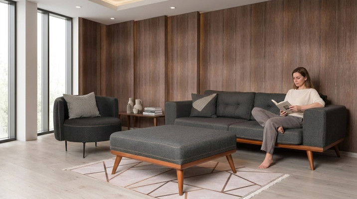 Modernes Ecksofa Mit Sessel Wohnzimmergarnitur Luxus Einrichtungsmöbel 3+1