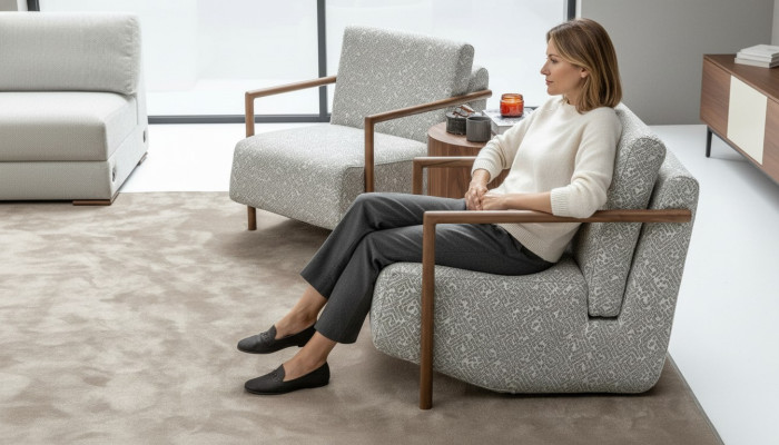 Sessel Wohnzimmer Möbel Design Modern Polster 1 Sitze Relax Grau Club