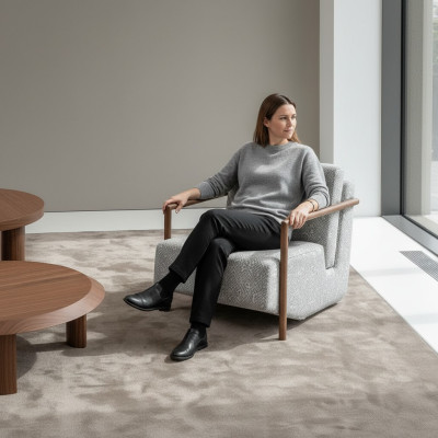 Sessel Grau Wohnzimmer Möbel Design Modern Luxus Einsitzer Club Relax