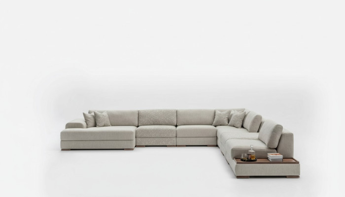 Sofas U Form Modern Design Möbel Luxus Wohnzimmer Grau Ecksofa Neu