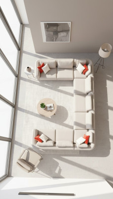Sofa U- Form Luxus Wohnzimmer Ecksofa Beige Polstersofa Design Modern Stil