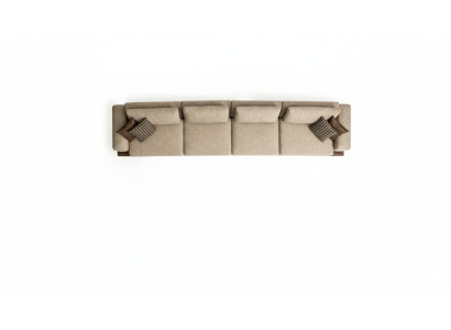 Großes Beiges Sofa Polstermöbel Sechssitzer Designer Sitzgarnitur Textil