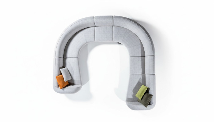Große Graue U-Form Couch Wohnzimmer Set Luxus Sofas Moderner Stil