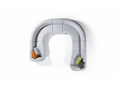 Große Graue U-Form Couch Wohnzimmer Set Luxus Sofas Moderner Stil