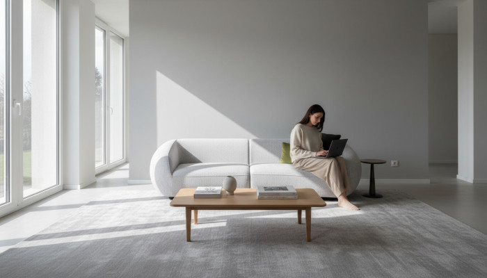 Graues Wohnzimmer Polster Sofa Moderne Textil Couchen Luxus Möbel Couch