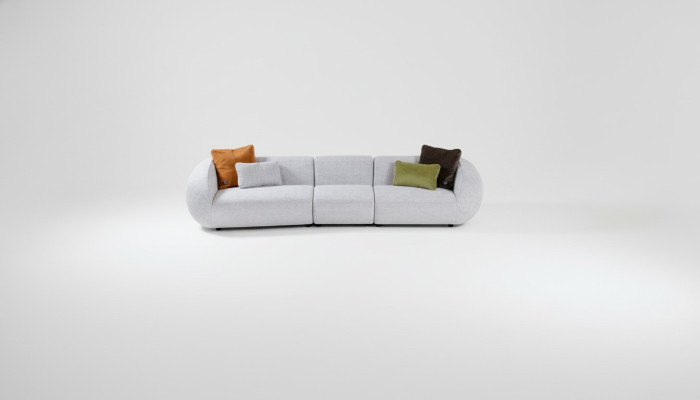 Graues Sofa Luxus Fünfsitzer Wohnzimmer Couchen Designer Polstermöbel