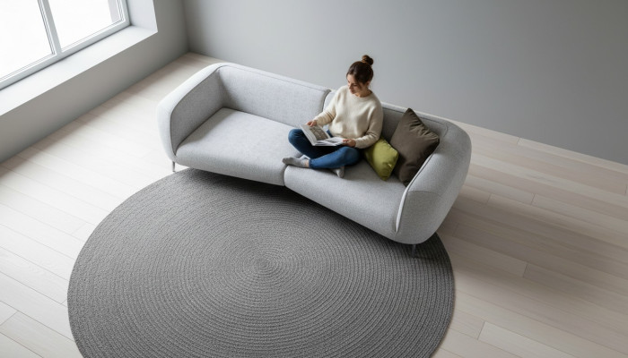 Designer Graues Sitzsofa Polstermöbel Wohnzimmer Modern Viersitzer Neu