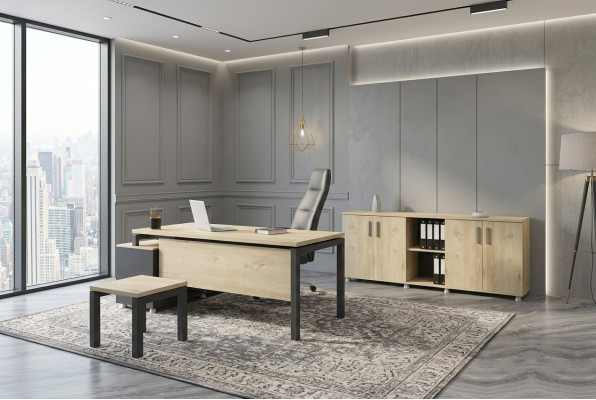 Luxus Büro Set Moderne Holz Möbel Eckschreibtisch Schrank Couchtisch