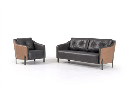 Sofagarnitur Dreisitzer Sessel Textilmöbel Arbeitszimmer Sitzgruppe Sofa
