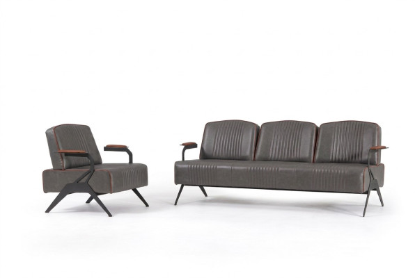 Sofa Set 2 Luxus Möbel Sofagarnitur Dreisitzer Arbeitszimmer Einrichtung 