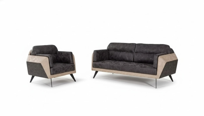Moderne Sofagarnitur Dreisitzer Couch Sessel Stoffmöbel Neu Set Design 3+1