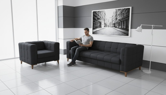 Polster Sitzgruppe Sofas Luxus Couchgarnitur Dreisitzer Sessel Textil