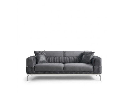 Grau Sofa 3 Sitz Dreisitzer Luxus Couch Grau Möbel Polster Textil Samt