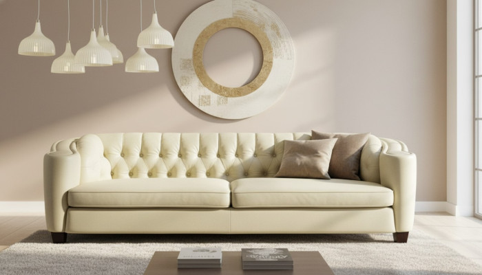 Luxus Chesterfield Sofa 4 Sitzer Kunstleder Couch Weiß Sofas Modern