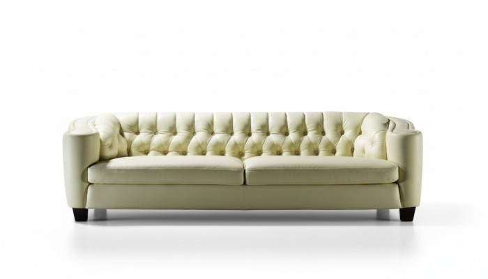 Luxus Chesterfield Sofa 4 Sitzer Kunstleder Couch Weiß Sofas Modern