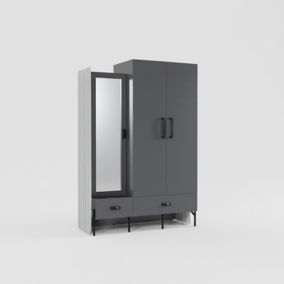 Kleiderschrank Grau Garderobe Schränke Schlafzimmer Holz Möbel Einrichtung 134cm
