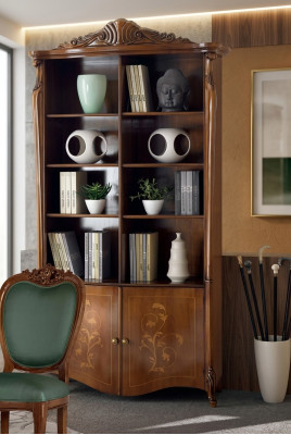 Wohnzimmer Bücherregal Klassische braune Möbel Holzregale
