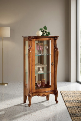 Klassische Braune Glasvitrine Luxus Holzmöbel Glastür Wohnzimmer Möbel