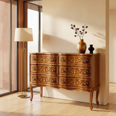 Hochwertige Kommode klassische Möbel Luxus Sideboard Schrank Holz Regal