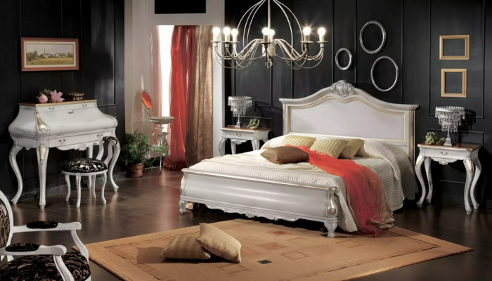 Weiße Schlafzimmer Möbel 2x Nachttische Schminktisch Modernes Bett 4tlg