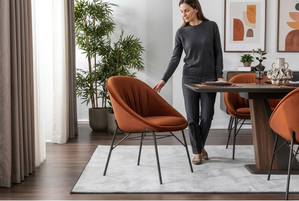 Garnitur Esszimmerstuhl Küchenstuhl Lehnstuhl Stühle 6tlg Stoff Orange