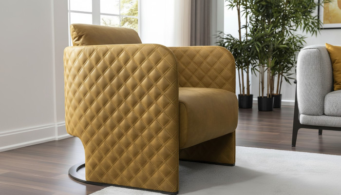 Sessel Ohrensessel Cocktailsessel Sitzer Modern Kunstleder Gelb Design
