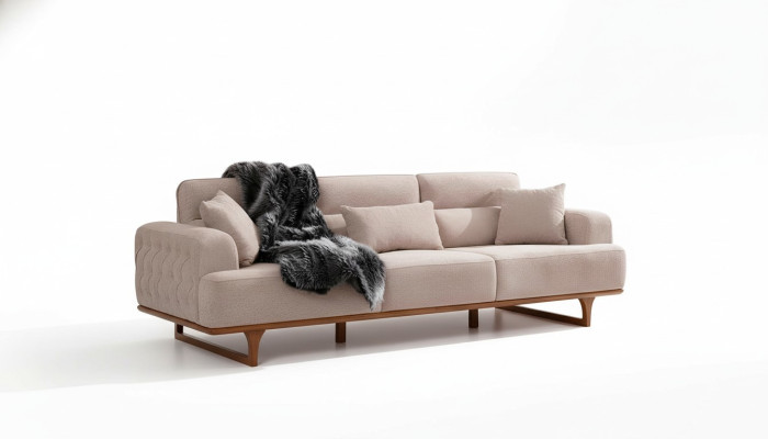 Beige Sofagarnitur Dreisitzer Sessel Luxus Sessel Beige Moderne Möbel