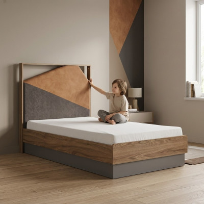 Kinderbett Bett 100 cm Bettgestelle Kinderzimmer Holz Bettrahmen Grau