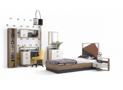 Kinderzimmer Garnitur Kinderbett Kindermöbel Bett Holz Grau Set 6tlg