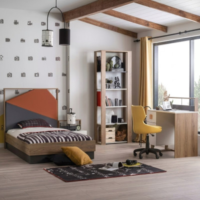 Komplette Bett Kindermöbel Kinderbett Kinderzimmer Holz Grau Set 4tlg