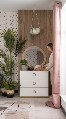 Gruppe Kommode mit Spiegel Kommoden Holz Weiß Schlafzimmer Schrank Set