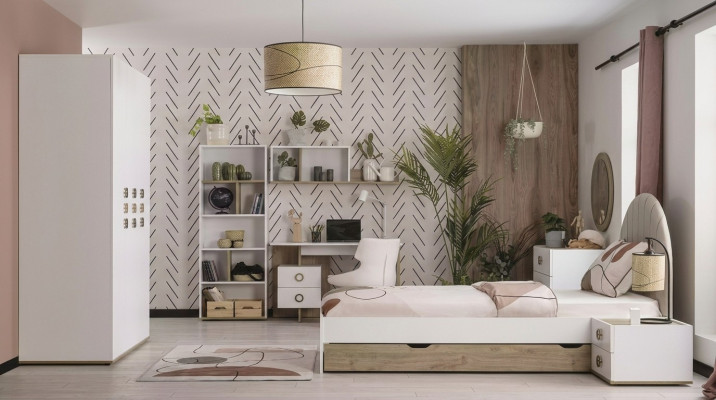 Kindermöbel Komplete Kinderbett Kinderzimmer Bett Holz Weiß Set 8tlg