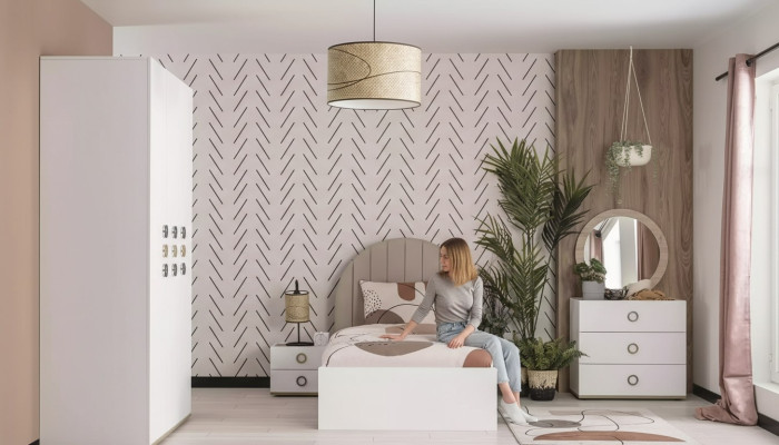 Garnitur Kinderzimmer Komplete Bett Kindermöbel Holz Weiß Set 5tlg