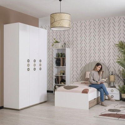 Design Kinderzimmer Komplete Bett Kindermöbel Holz Weiß Set 4tlg Neu