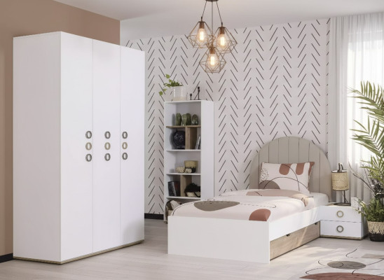 Design Kinderzimmer Komplete Bett Kindermöbel Holz Weiß Set 4tlg Neu