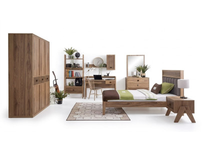 Komplete Jugendbett Kindermöbel Kinderzimmer Bett Holz Braun Set 8tlg