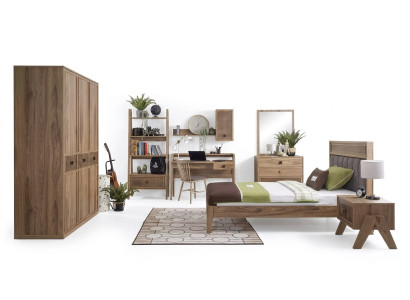 Kindermöbel Gruppe Jugendbett Kinderzimmer Bett Holz Braun Set 8tlg