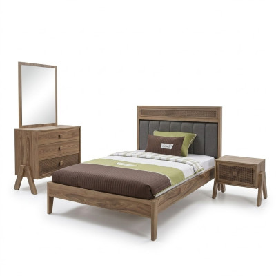 Kindermöbel Komplete Kinderbett Kinderzimmer Bett Holz Braun Set 4tlg