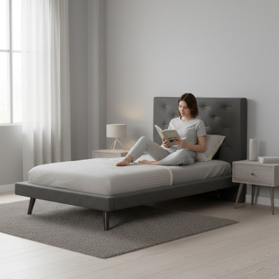 Bettgestelle Bettrahmen Bett 120 cm Kinderbett Jugendbett Stoff Grau