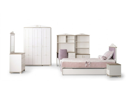 Komplete Jugendbett Kindermöbel Kinderzimmer Bett Holz Rosa Set 8tlg
