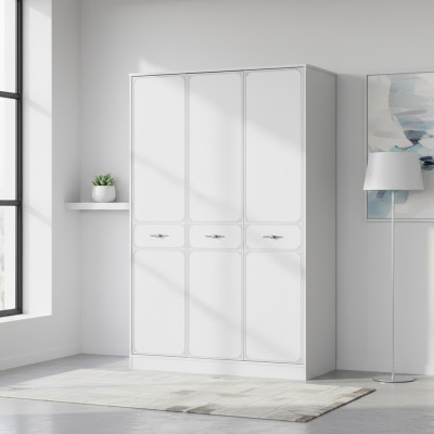 Holzschrank Luxus Kleiderschrank Schrank Möbel Holz Weiß 3 Tür Design